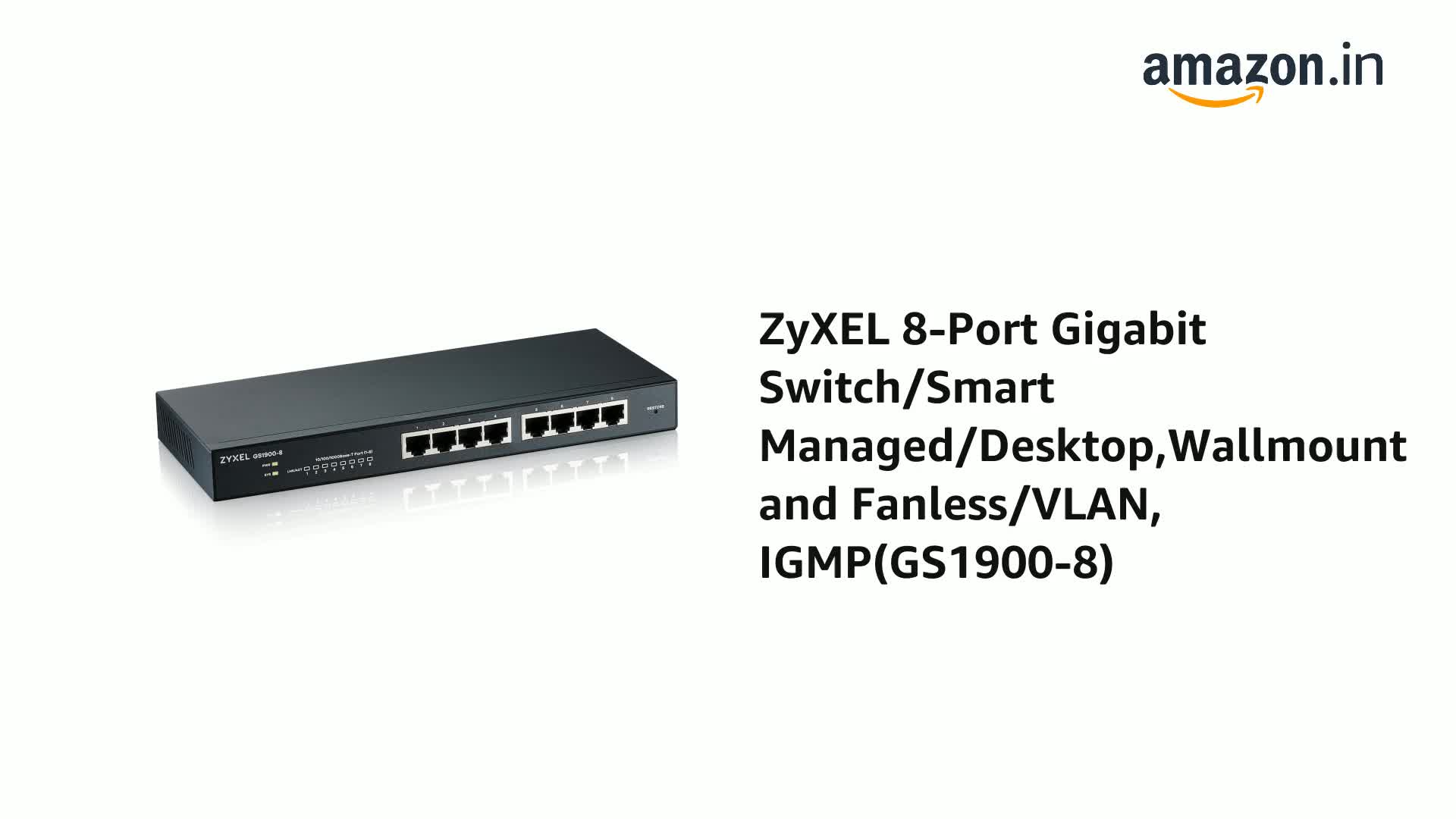 ZyXEL 8-Port Gigabit Switch/Smart Managed/Desktop,Wallmount and